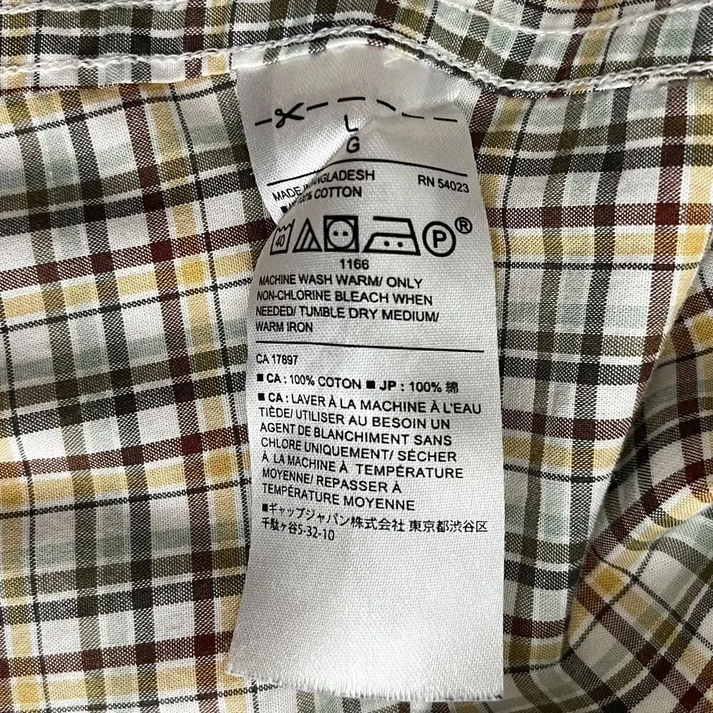 Banana Republic Stretch Slim Fit Soft Wash Plaid Shirt Men's Size Large